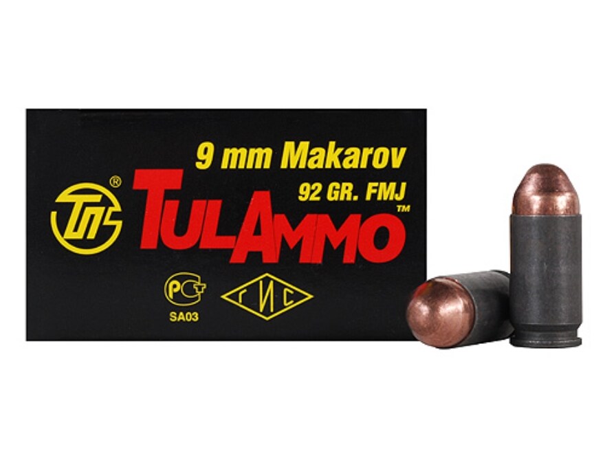 TulAmmo 9mm Makarov Ammo â€“ 1000 Rounds of 92 Grain FMJ Ammunition