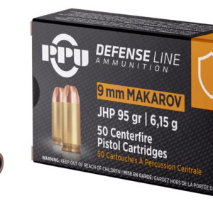 PPU PPD9M Defense Handgun 9x18 Makarov 95 gr Jacketed Hollow Point (JHP) 50 Per Box/ 20 Cs
